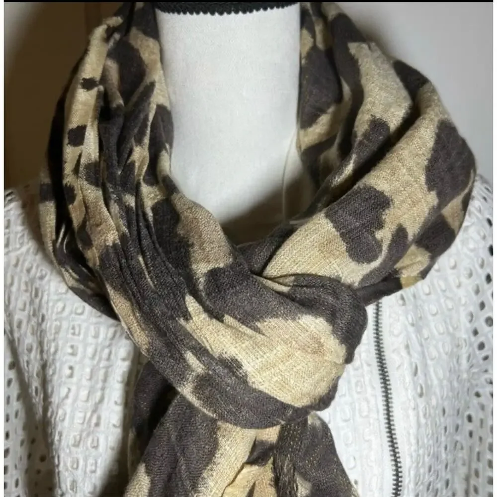 Tan Brown Animal Leopard Cheetah Print Scarf Lightweight Autumn Winter Accessory